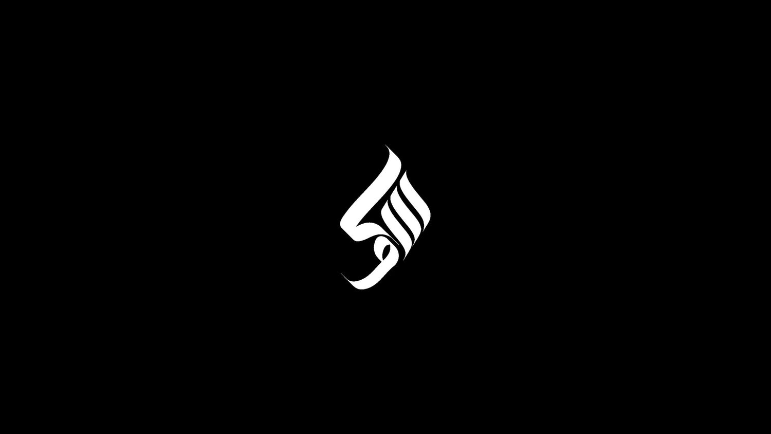 White logo on a black background